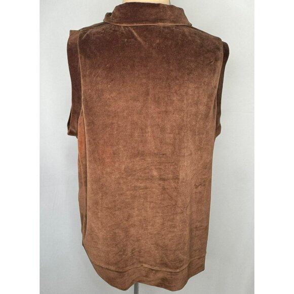 Quacker Factory Womens 1X Brown Quilted Velvet Sleeveless Vest With Rhinestones - Picture 3 of 6